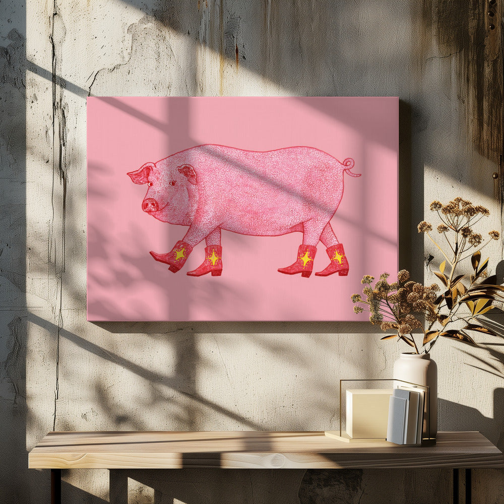 Marjorie the Cowgirl Pig - Poster / Art Print