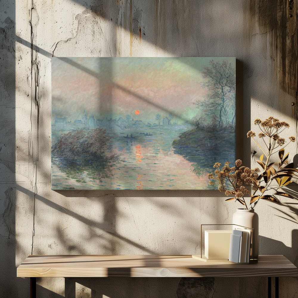 Sun Setting On the Seine At Lavacourt (1880) Claude Monet - Poster / Art Print