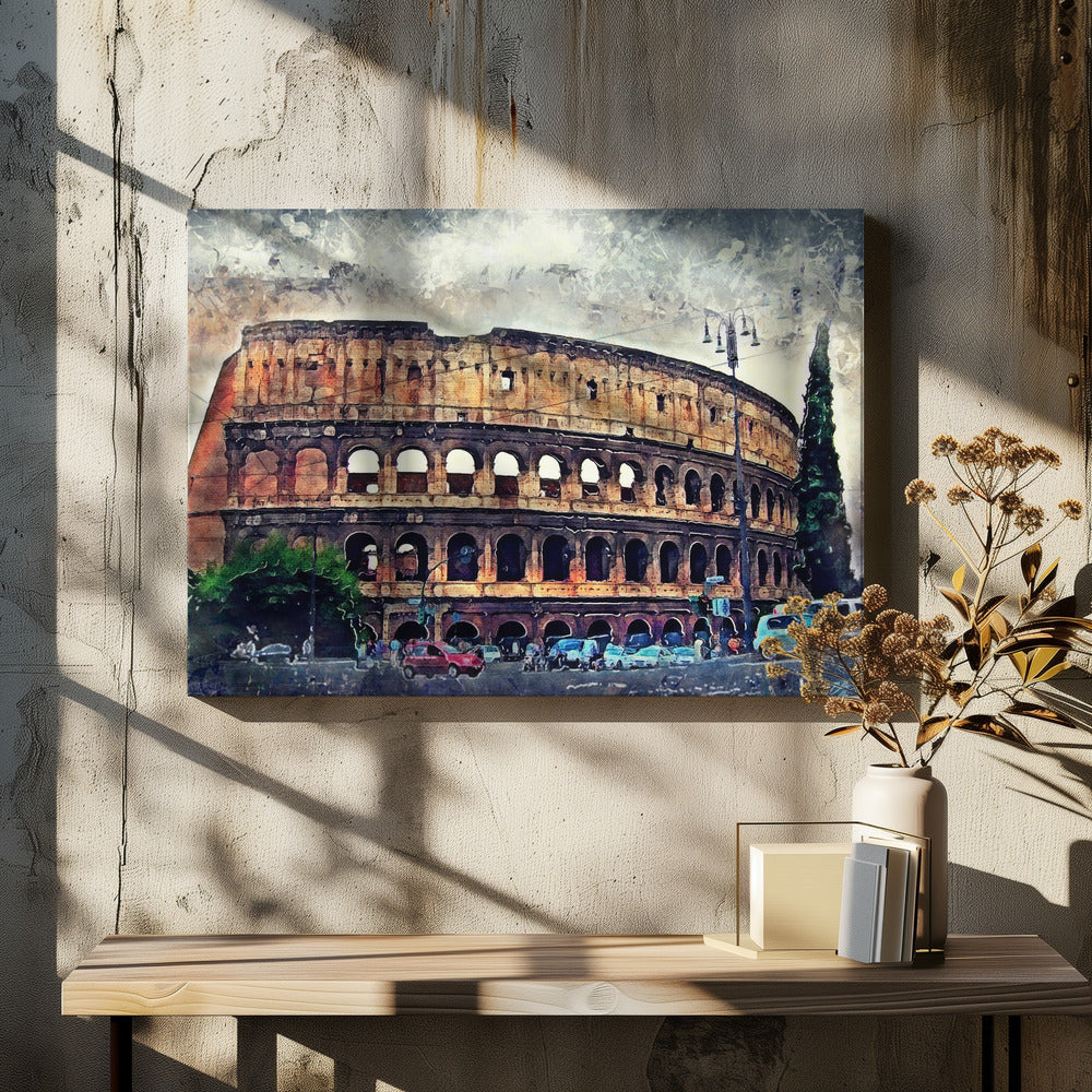 Rome Italy Colosseum Watercolor Art (2) - Poster / Art Print