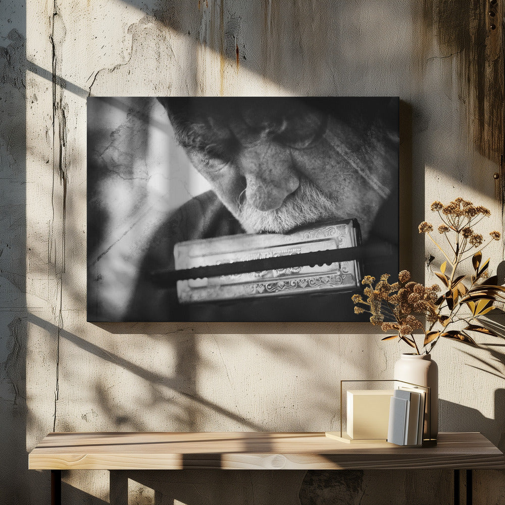 Wolf with harmonica - Poster / Art Print