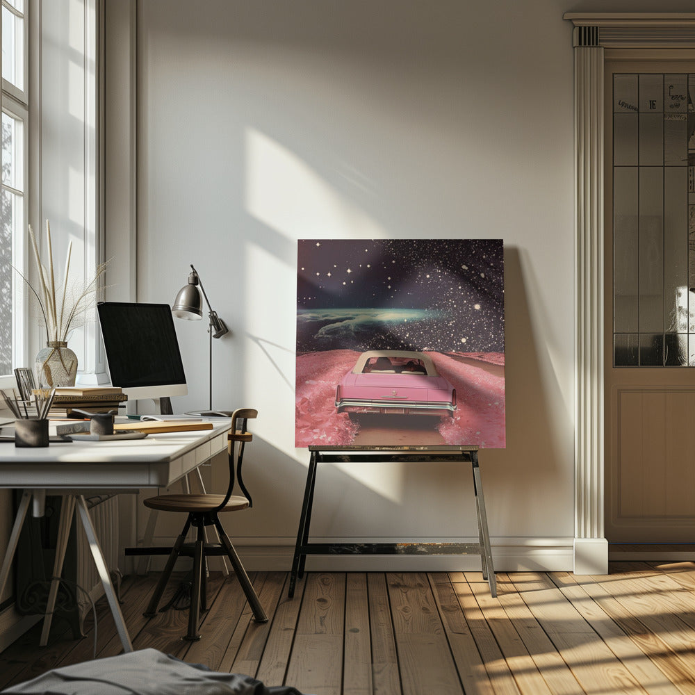 Pink Cruise in Space Collage Art - Poster / Art Print