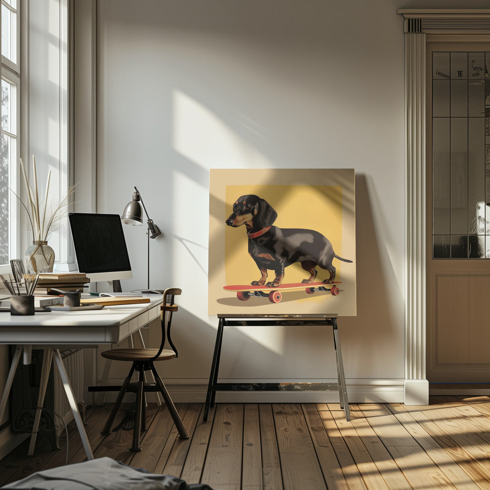 Dachshund Skater - Poster / Art Print