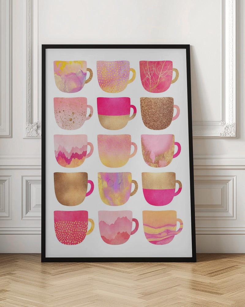 Pretty Pink Coffee Cups - Poster / Art Print