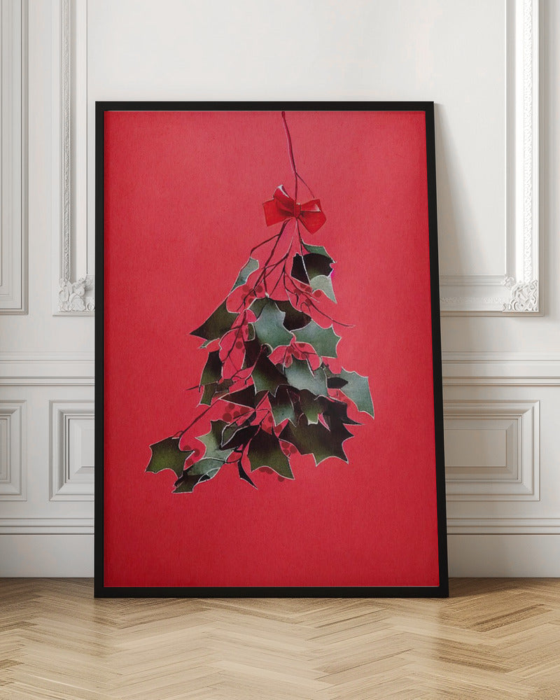 Mistletoe With Red Bow - Poster / Art Print