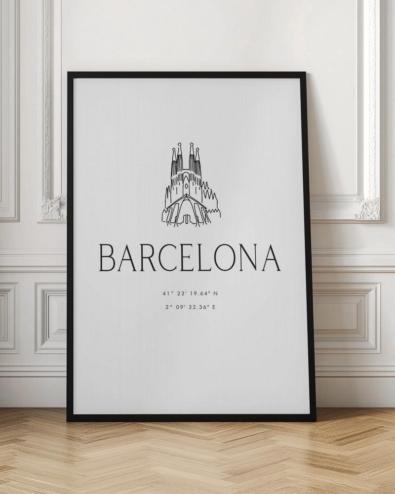 Barcelona city coordinates - Poster / Art Print