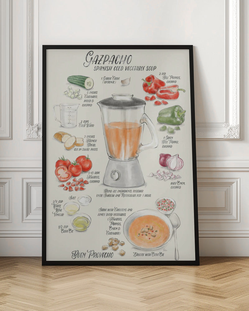 Gazpacho illustrated recipe in English - Poster / Art Print