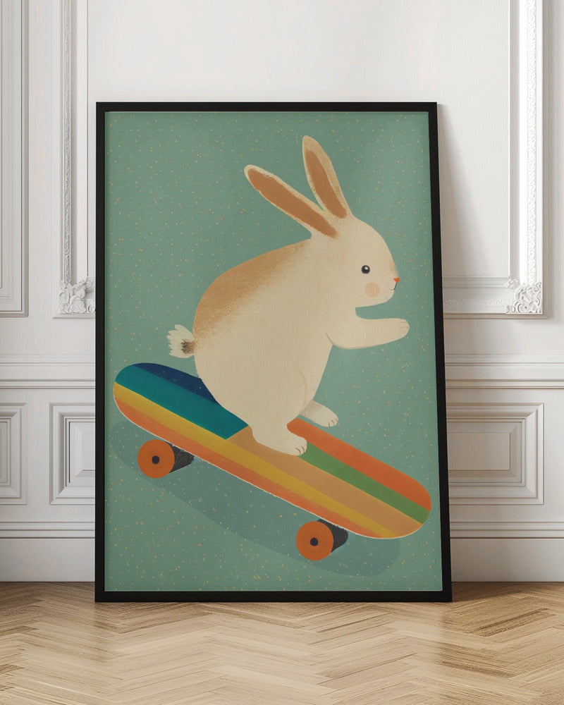 Bunny On Skateboard - Poster / Art Print