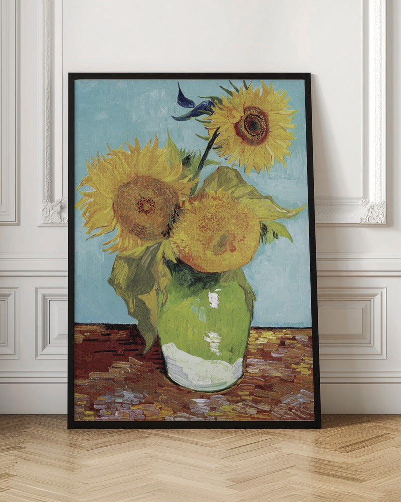 Vase With Three Sunflowers - Poster / Art Print
