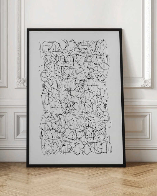 Detailed view of intricate electronic circuitry on a poster, featuring green and blue lines on a dark background.