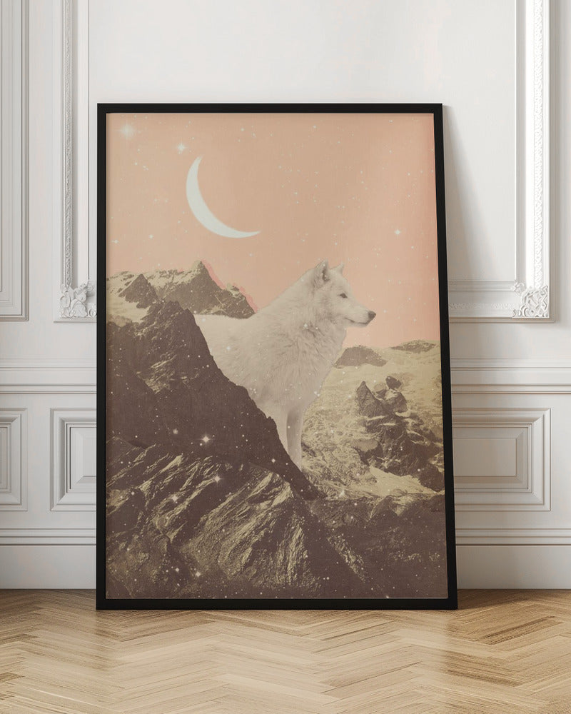 Giant White Wolf In Mountains - Poster / Art Print