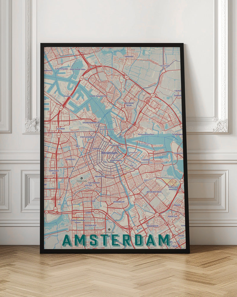 Retro Map Amsterdam - Poster / Art Print