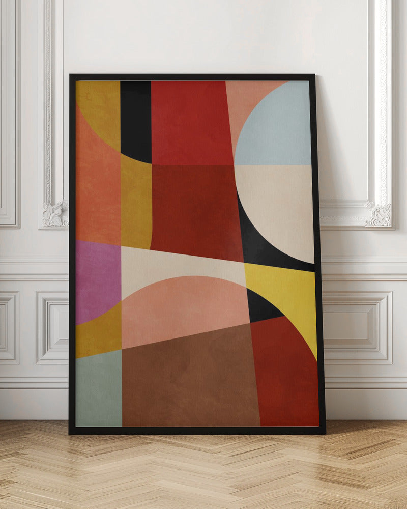 Warm Colors Bauhaus Geometry2 - Poster / Art Print