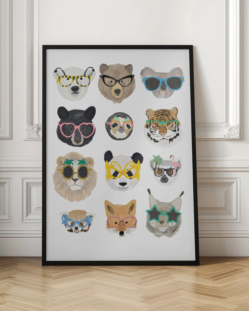 Big Cats in glasses print - Poster / Art Print