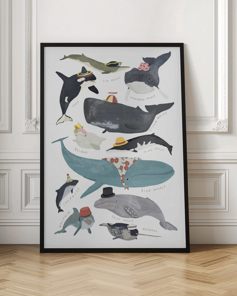 Whales In Hats - Poster / Art Print