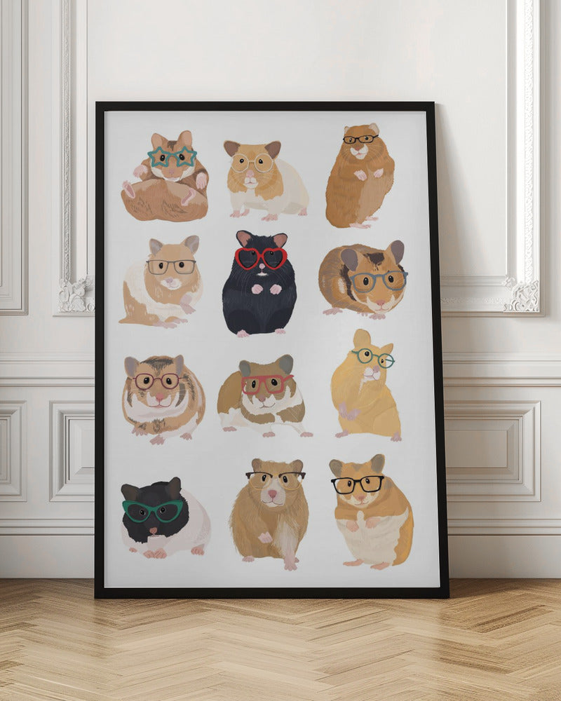 A1 Hamsters In Glasses - Poster / Art Print