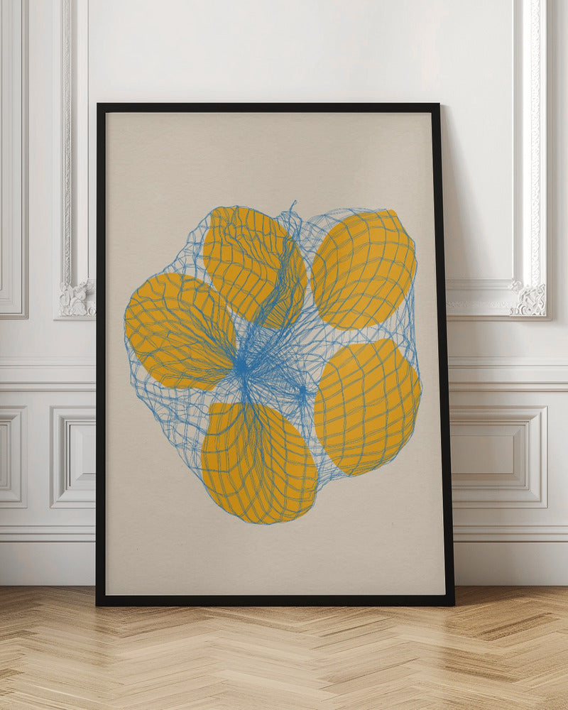 Five Lemons In a Net Bag - Poster / Art Print
