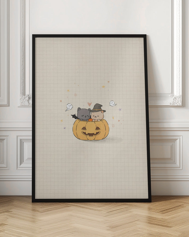 Cat and Dog In Halloween - Poster / Art Print