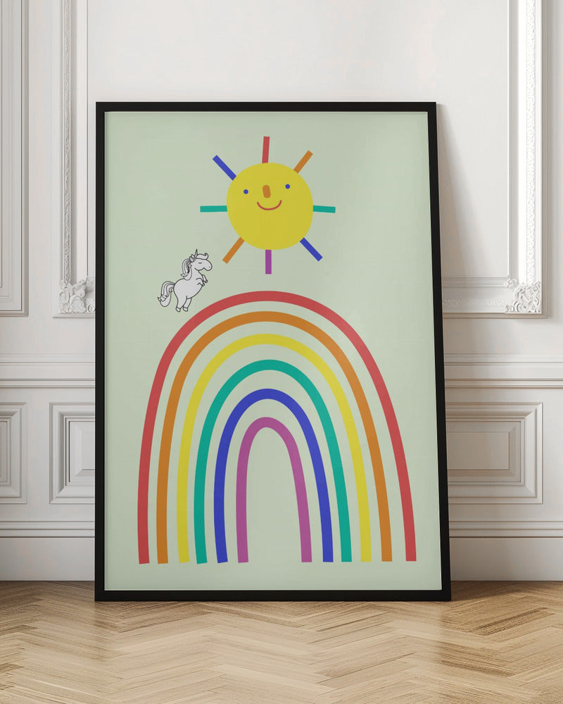 Rainbow Sun and Unicorn - Poster / Art Print