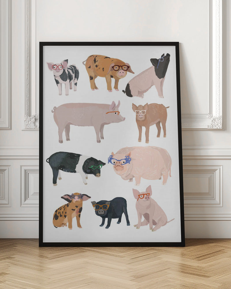 Pigs Glasses - Poster / Art Print