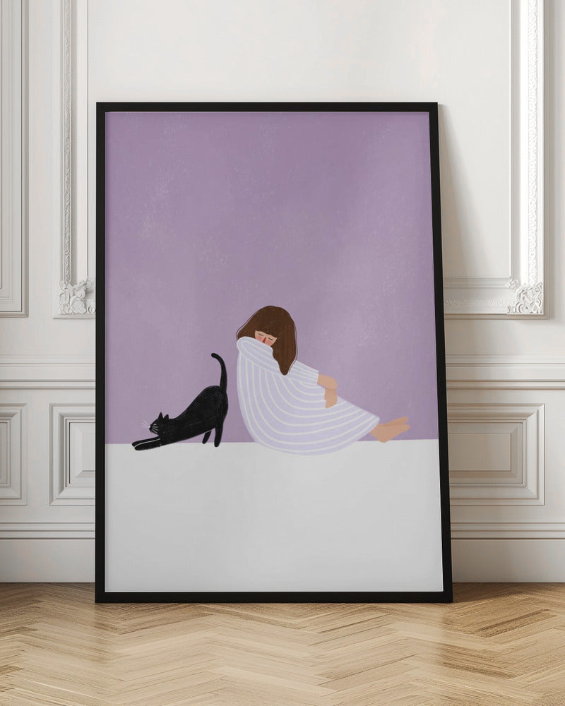 Girl and Cat - Poster / Art Print