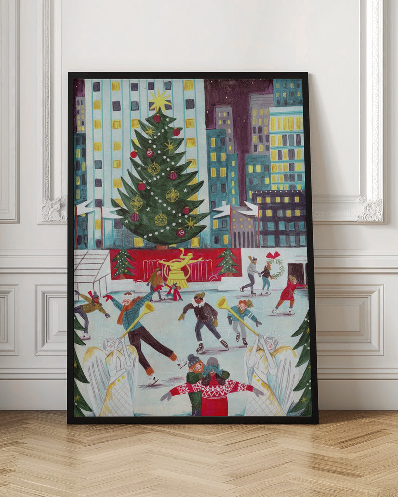 Ice skating at Rockefeller center - Poster / Art Print