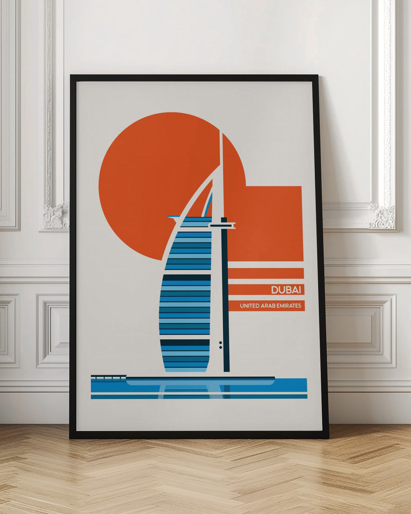 Dubai Burj Al Arab Minimalist Retro Travel Print - Poster / Art Print