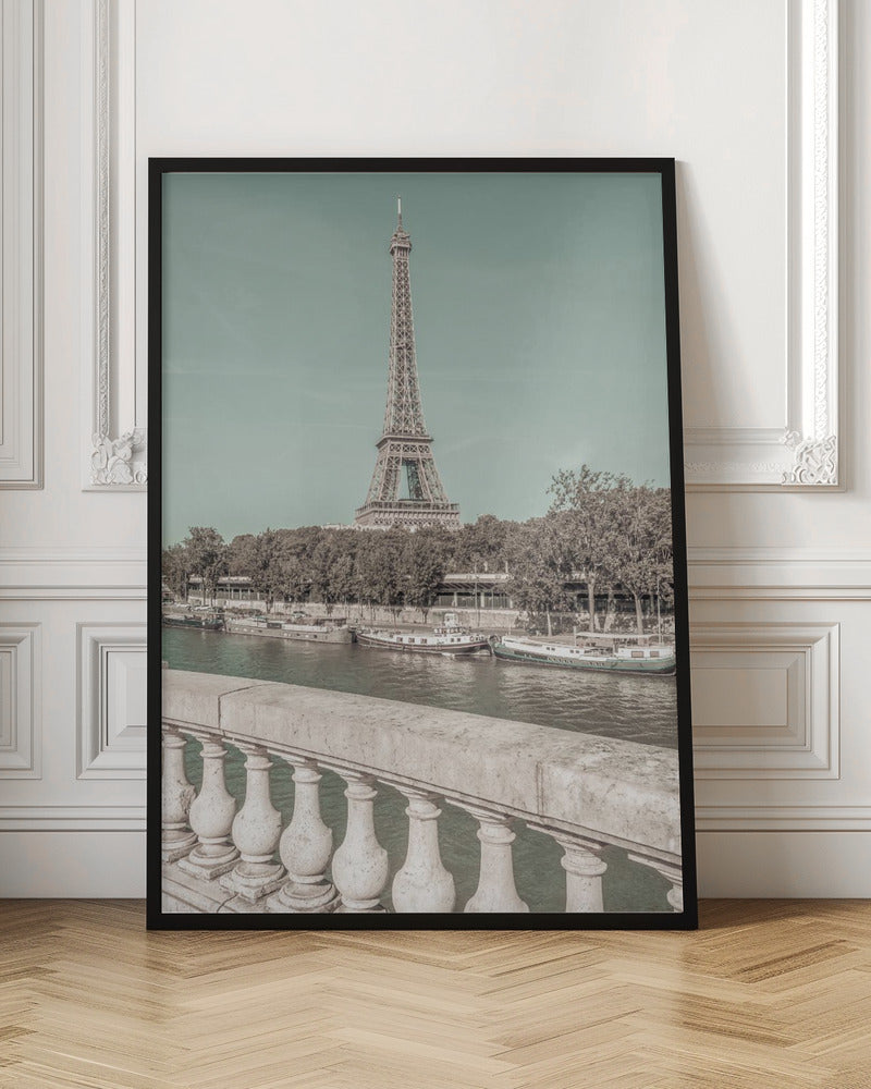PARIS Eiffel Tower & River Seine | urban vintage style - Poster / Art Print