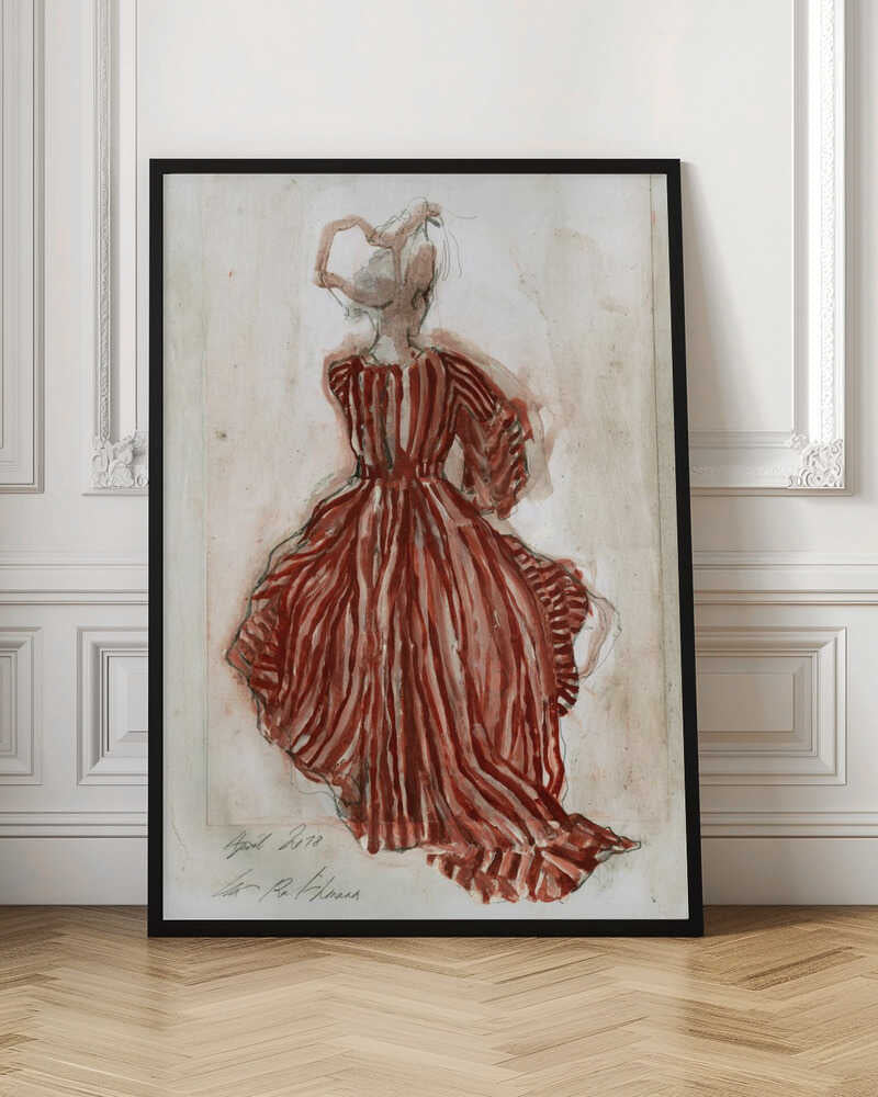 Woman In A Red Striped Dress - Poster / Art Print