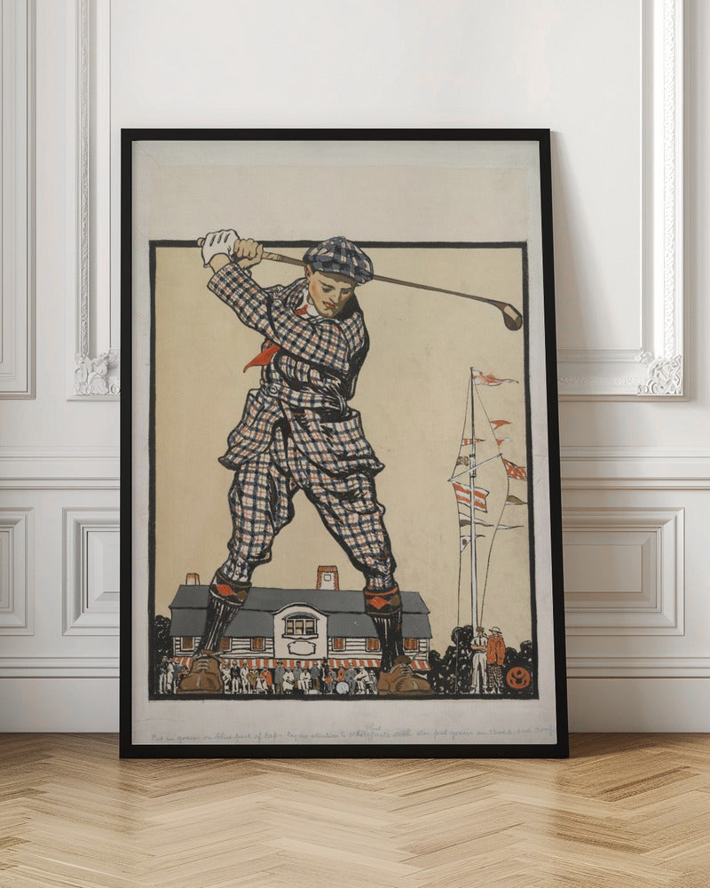 Man Swinging Golf Club (1915) - Poster / Art Print