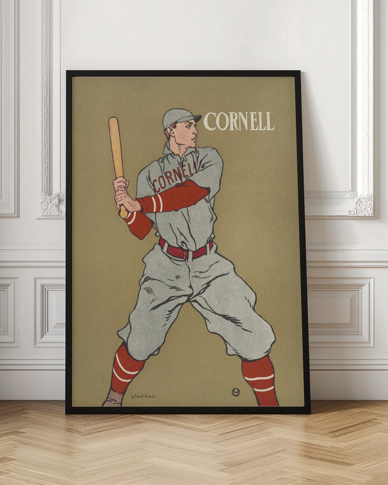 Vintage Drawing of a Baseball Player Holding a Bat - Poster / Art Print
