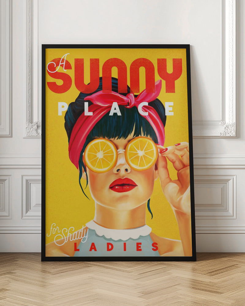 A Sunny Place For Shady Ladies Orange Pinup Art - Poster / Art Print
