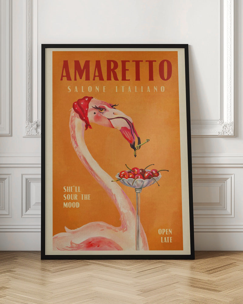 Amaretto Flamingo Art Deco Italian Cafe Travel Art - Poster / Art Print