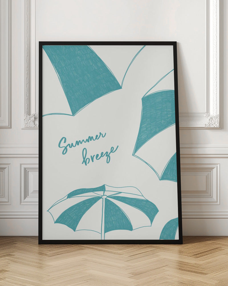 Summer beach parasols pencil sketch - Poster / Art Print