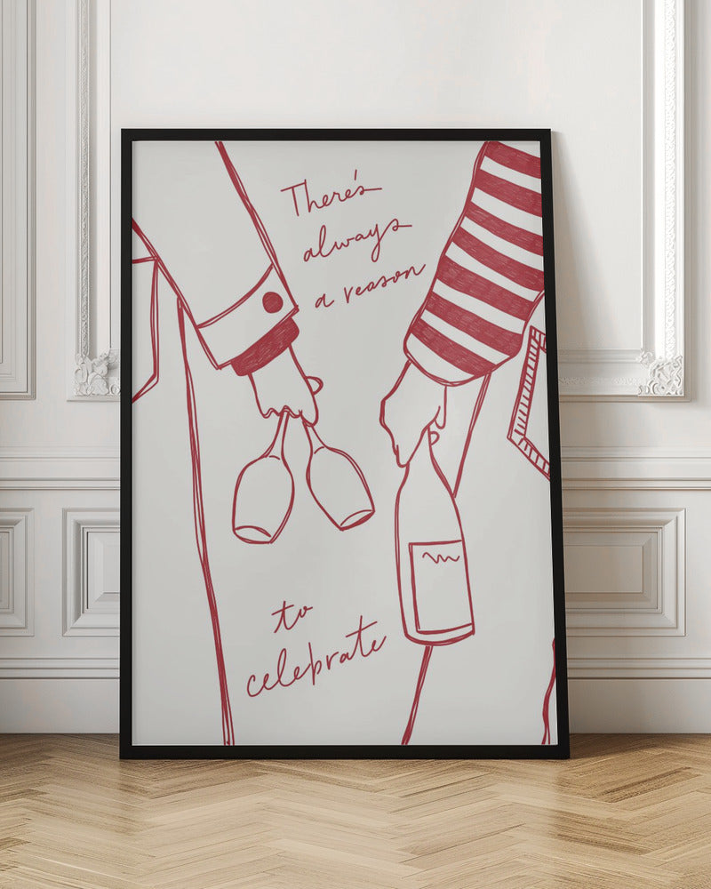 Woman holding wine bottle and wine glass (Red) - Wine Vin Rouge Femme - Poster / Art Print