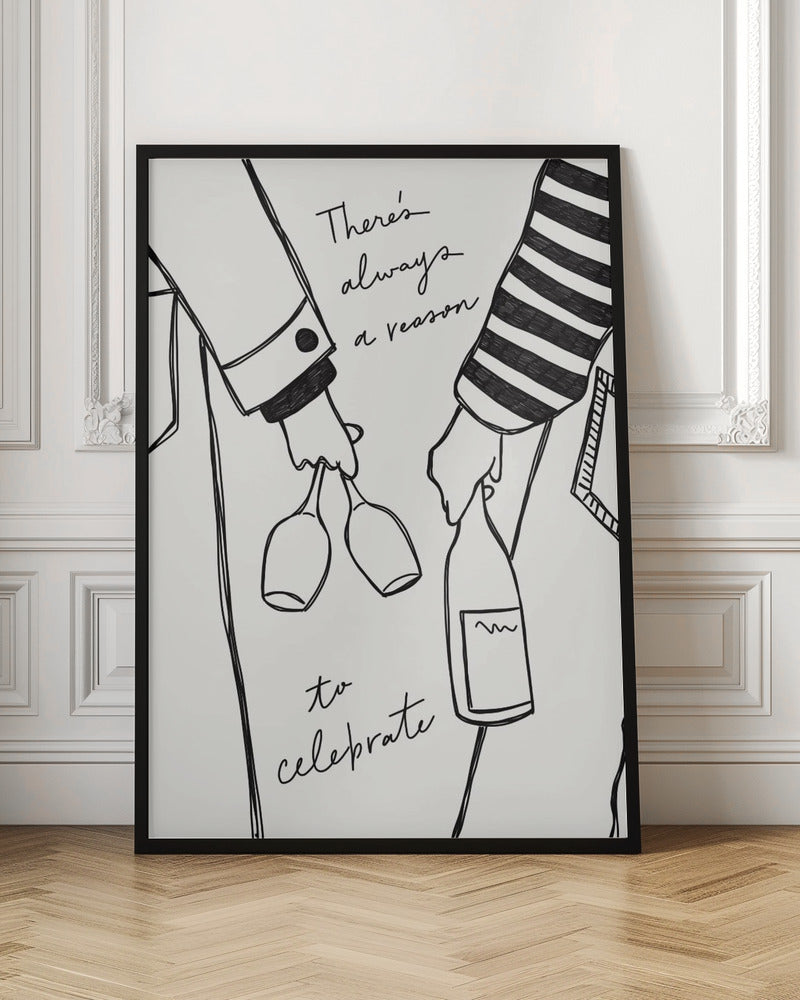 Woman holding wine bottle and wine glass - Poster / Art Print