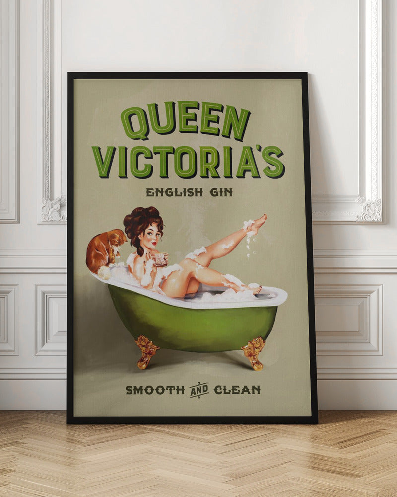 Queen Victoria English Gin Bath Pinup Girl - Poster / Art Print