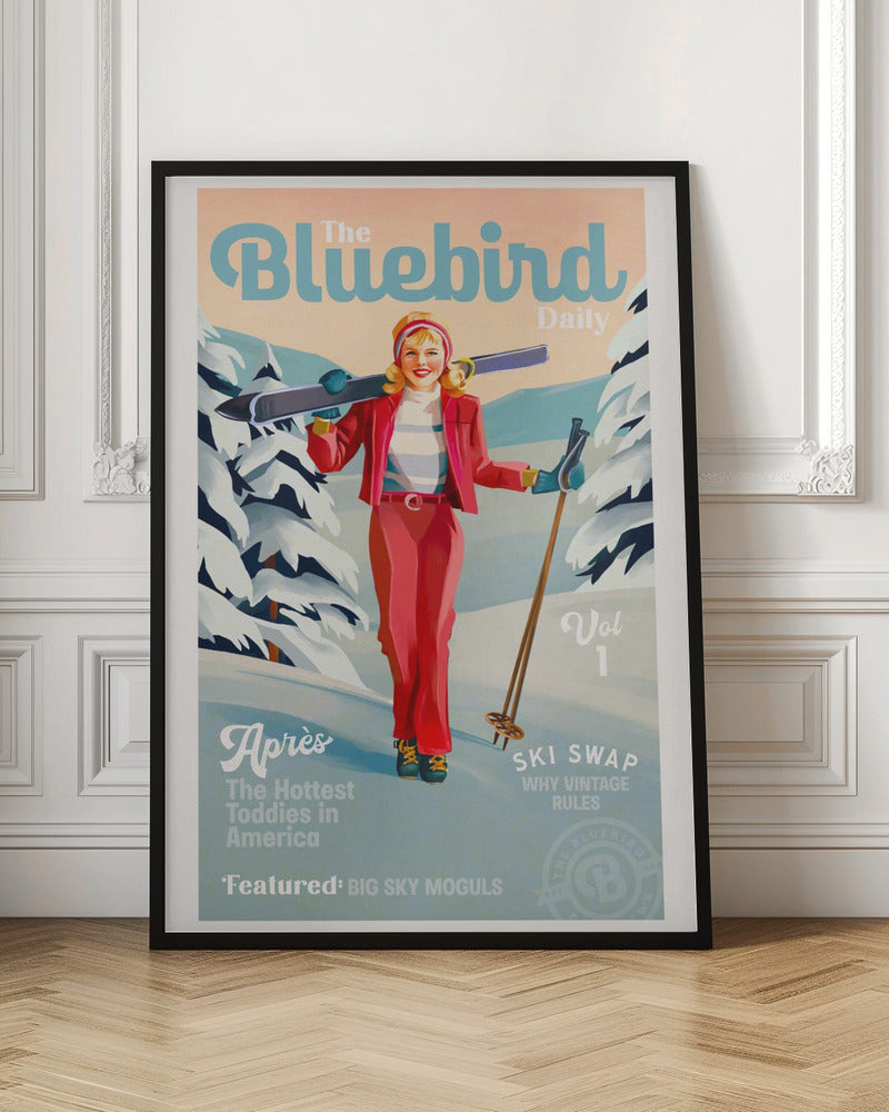 The Bluebird Daily Pinup Ski Art - Poster / Art Print