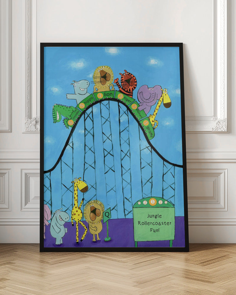 Jungle Animals Whizzing Down the Rollercoaster by Carla Daly - Poster / Art Print