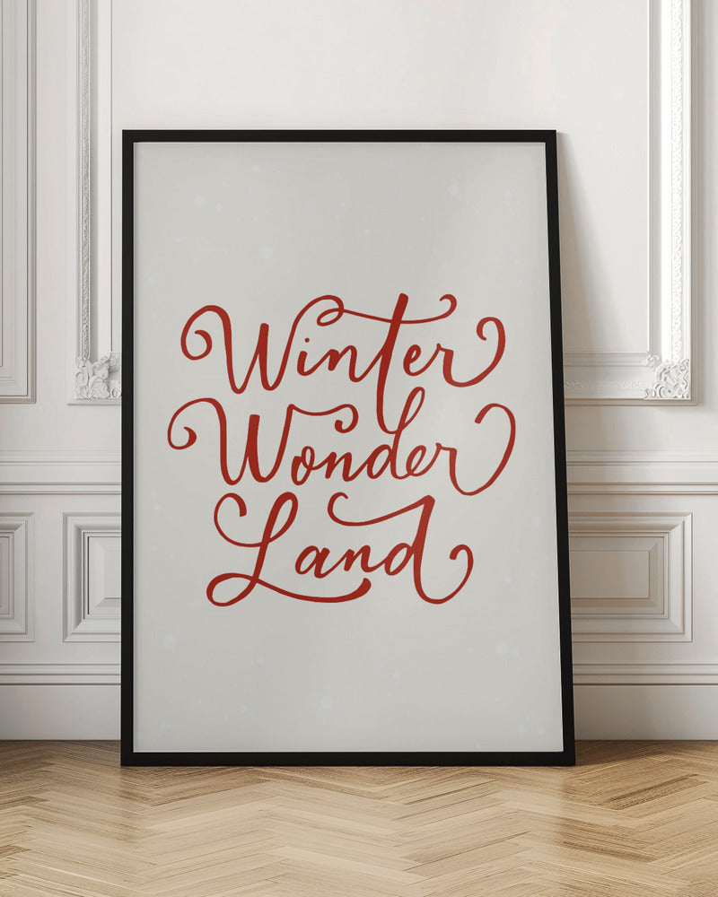 Winter Wonderland Text (green), Christmas Noël Holiday Winter Quote Typography Lettering - Poster / Art Print