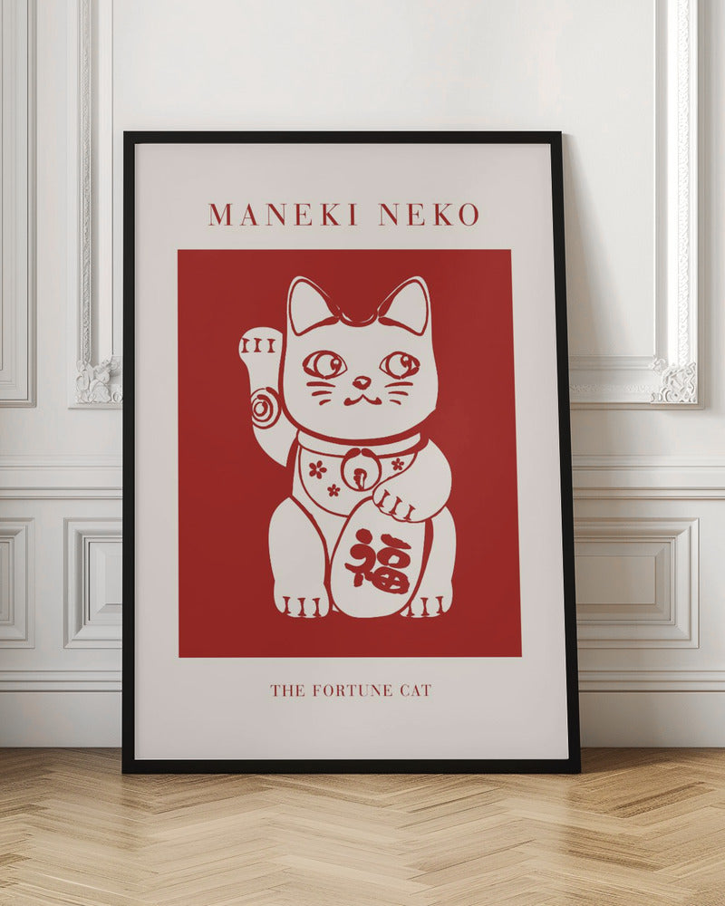 Maneki-Neko Cat Red - Poster / Art Print