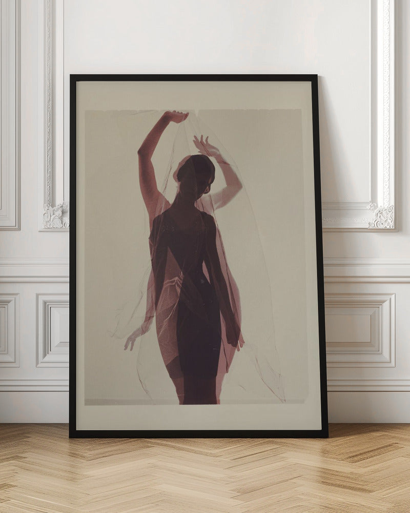 Silhouette of a Woman Draped in Sheer Fabric - Poster / Art Print