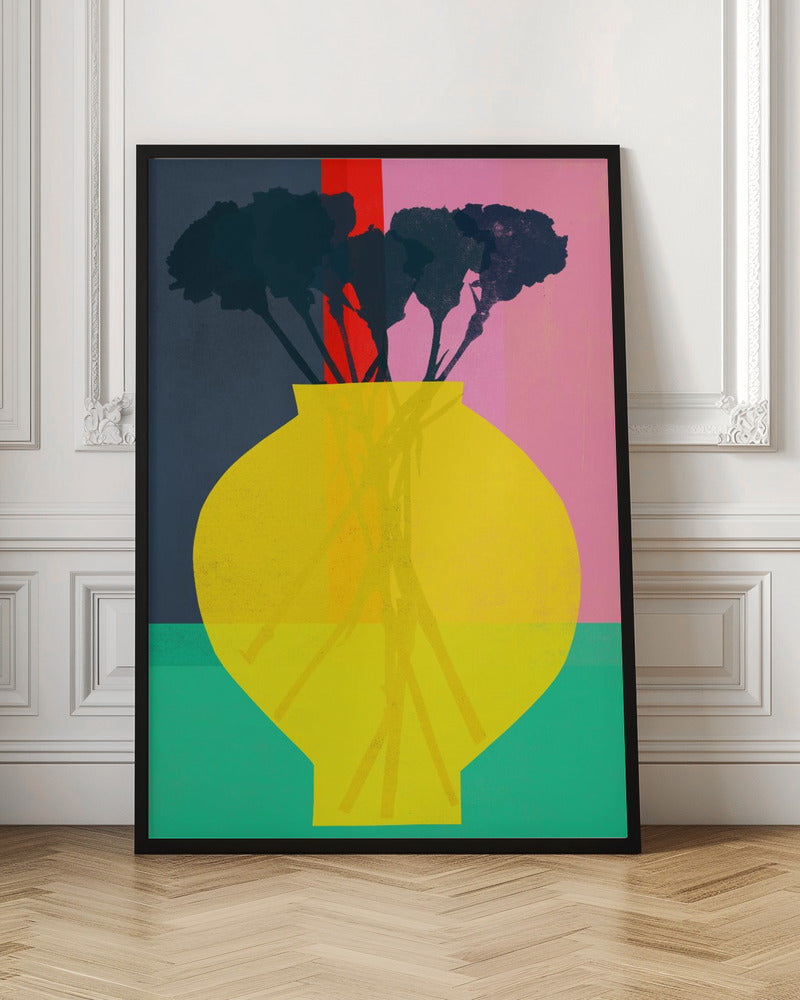 Flower and Yellow Vase Silhouette - Poster / Art Print