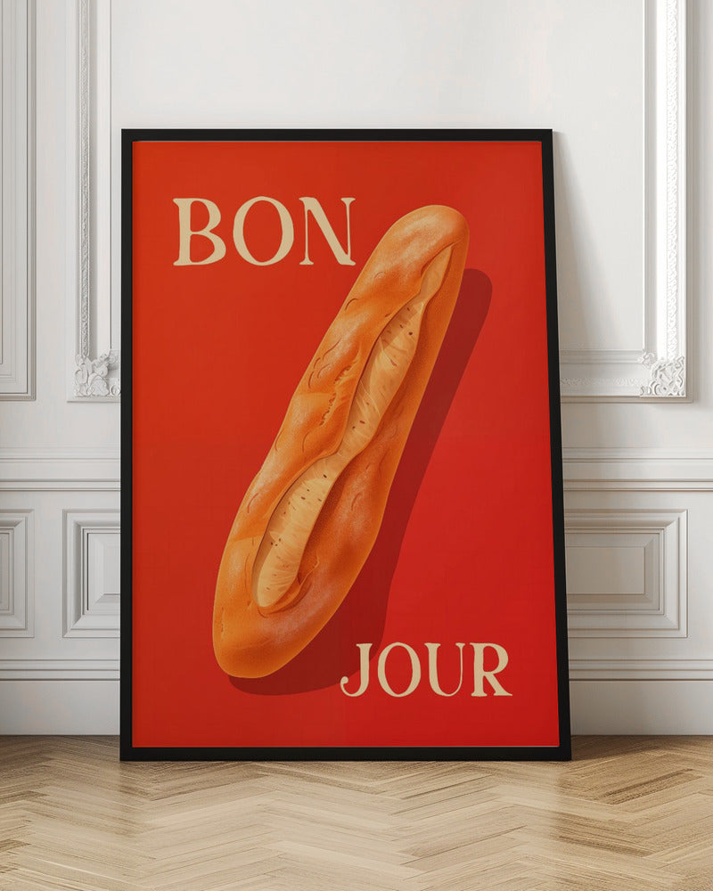 Baguette On A Red Background - Poster / Art Print