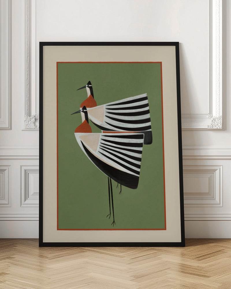 Striped Bird Pair - Poster / Art Print