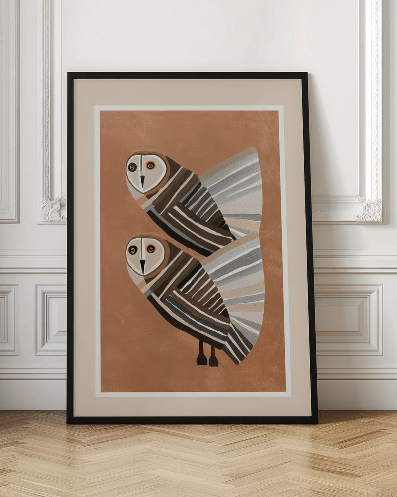 Striped Owl Pair - Poster / Art Print