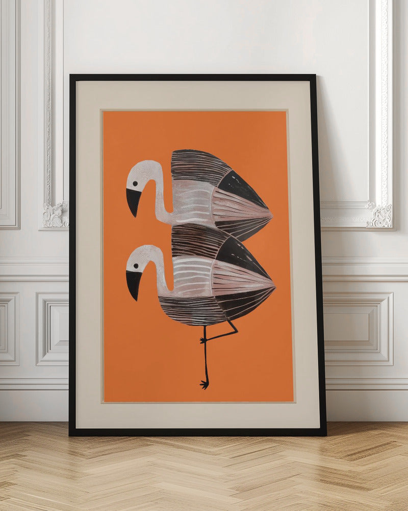 Tangerine Flamingos - Poster / Art Print