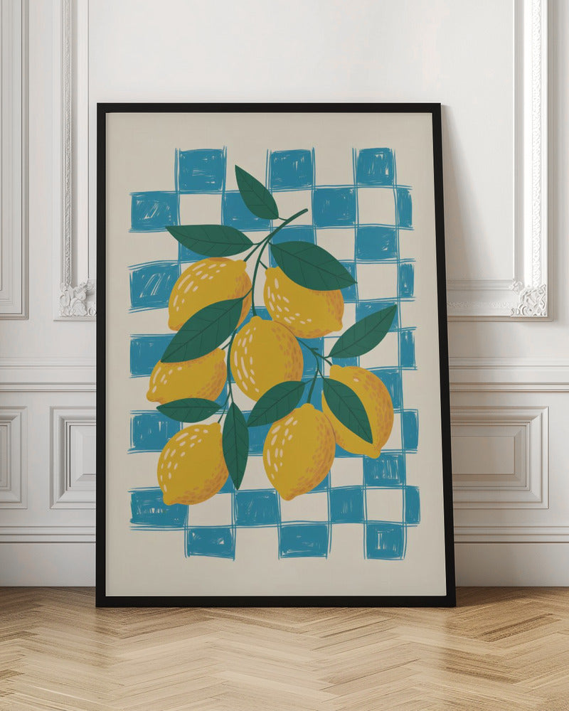 Lemon and Checks No 1 - Poster / Art Print