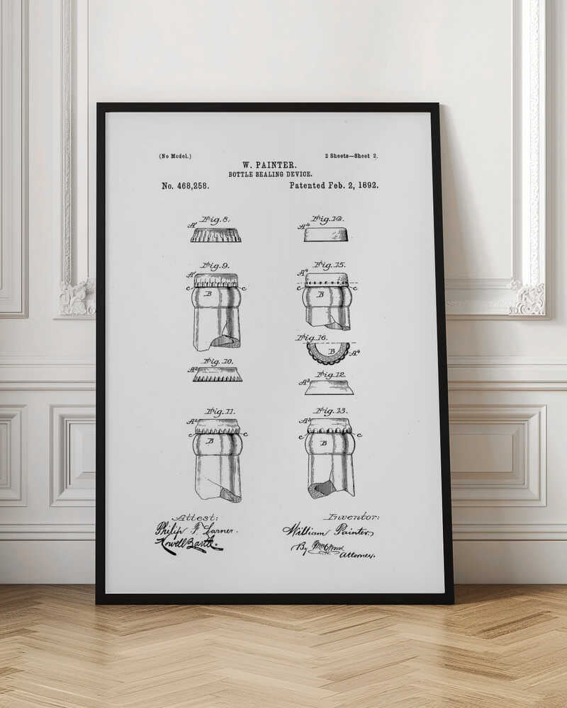 Bottle Sealing Device Patent 1892 - Poster / Art Print