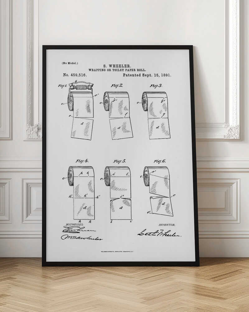 Toilet Paper Roll 2 Patent 1891 - Poster / Art Print
