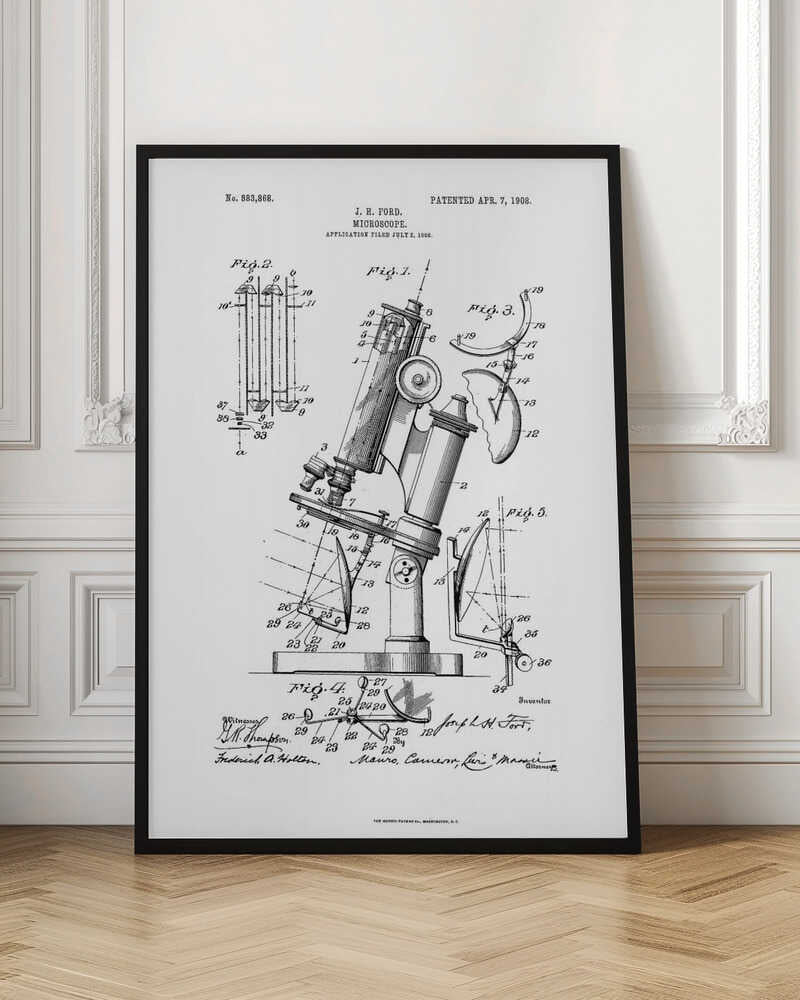 Microscope Patent 1908 - Poster / Art Print